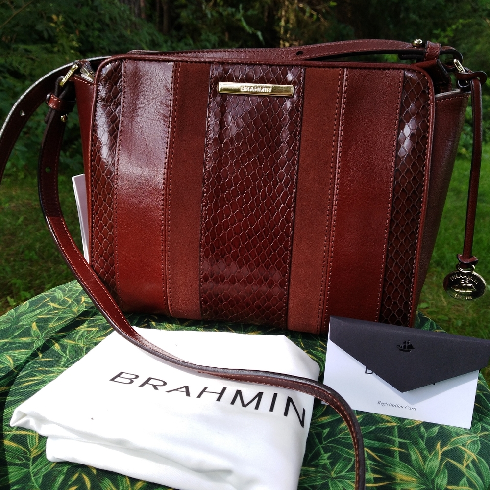 NWT Brahmin Carrie Crossbody, Pecan Windsor...Includes Registration & Dust Bag